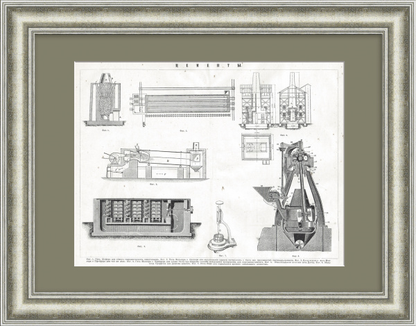 Производство цемента, строительство. Старинная гравюра Производство цемента, строительство. Старинная гравюра