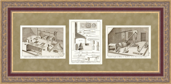 Производство латунной проволоки, получение цинка. Оригинальные старинные гравюры