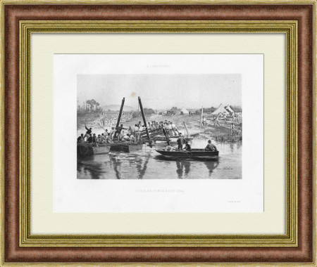 Школа мостов и дорог во Франции, антикварная гравюра 1889 года