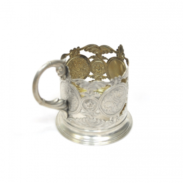 серебряный подстаканник с восточным орнаментом 1960-х гг.