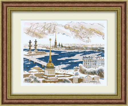 Небо Санкт-Петербурга. Авторская литография Н. Дьяковой