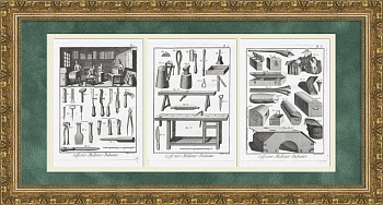 Изготовление  сундуков, чемоданов, кофров. Три гравюры XVIII века Изготовление  сундуков, чемоданов, кофров. Три гравюры XVIII века