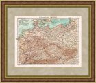 Германская Империя, старинная карта с железными дорогами, 1909 г.