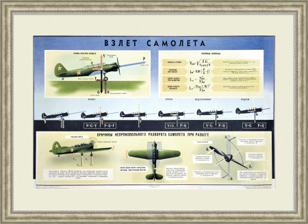 Взлет самолета, редкий плакат 1959 года