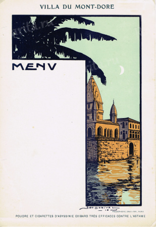 Меню Villa du Mont-Dore, 1920 годы