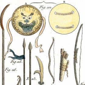 Холодное оружие. Гравюры на меди, ручная акварельная раскраска, 1770-е гг.
