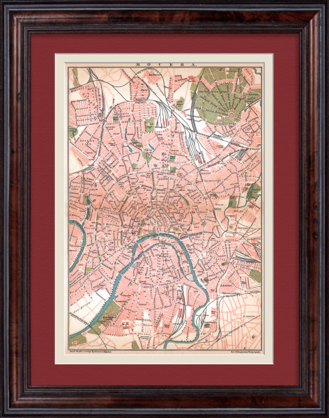 План города Москвы 1909 года. Старинная карта с путями сообщения План города Москвы 1909 года. Старинная карта с путями сообщения