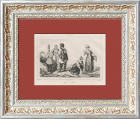Костюмы и быт русских крестьян, старинная гравюра 19 века