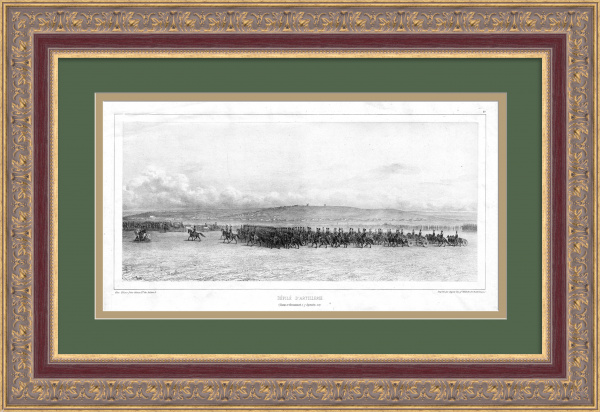 Русская артиллерия. Лагерь в Вознесенске, Николаевская губерния. Старинная гравюра