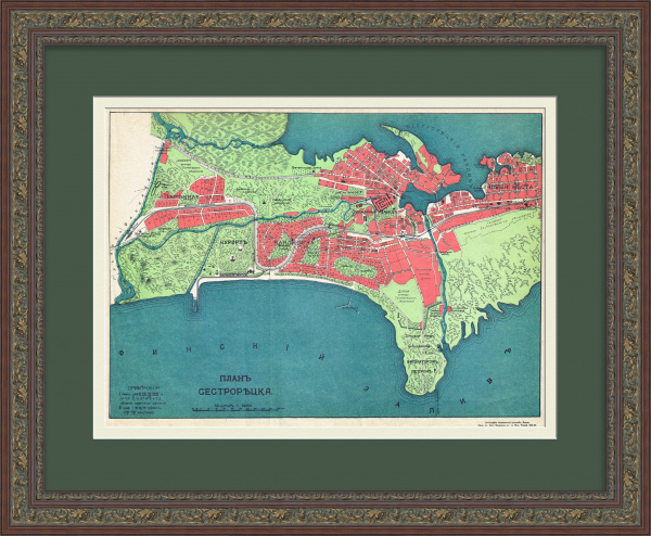 Сестрорецк, курортный район Санкт-Петербурга. Старинная карта Сестрорецк, курортный район Санкт-Петербурга. Старинная карта