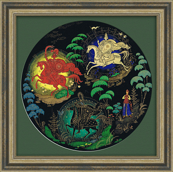 Русские былинные богатыри, Палех. Типографский макет