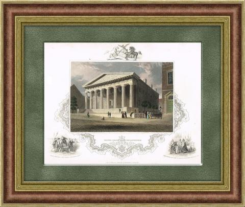 Банк США, старинная гравюра, середина 19 века