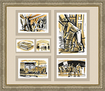 Строительство Ленинградского метро, серия авторских рисунков, 1978 г.