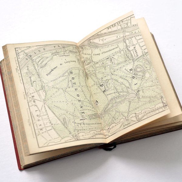 париж, старинный путеводитель с картами и планами