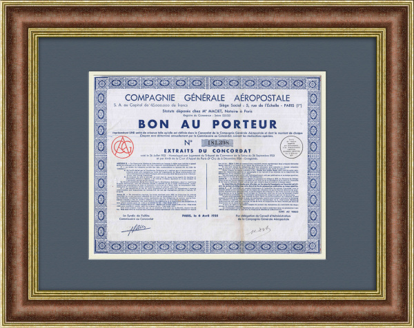 Облигация  авиационной компании Compagnie Générale Aéropostale, слияние с Air France