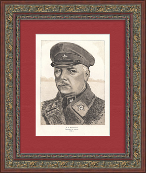 К.Е. Ворошилов - Нарком обороны СССР. Старинная ксилография