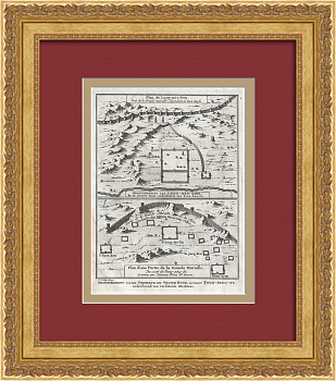 Великая Китайская стена с военными укреплениями. Уникальная гравюра 18 века