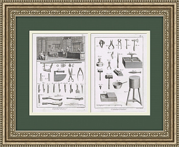 Изготовление портупей и перевязей. Гравюры 18 века, кабинетный формат