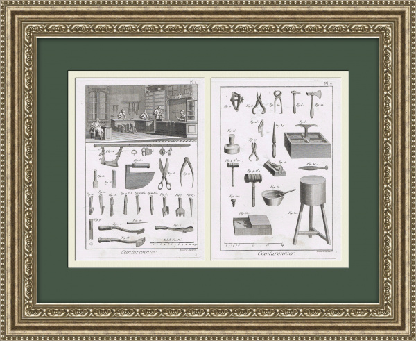 Изготовление портупей и перевязей. Гравюры 18 века, кабинетный формат