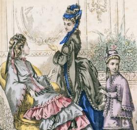 Мода Англии 1872 года: зимние костюмы и шелковые платья