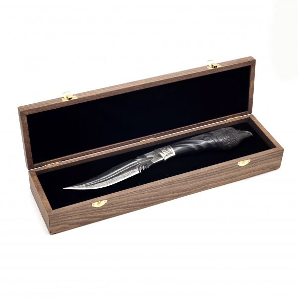 большой авторский нож «ворон» в подарочном деревянном коробе