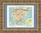 Испания и Португалия, старинная карта, 1900-е гг.