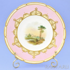 Антикварная декоративная тарелка II из линии "Пейзажи старой Англии" с ручной росписью и золотой разделкой.