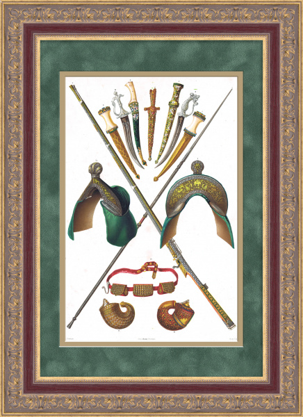 Оружие мусульман, моголов и индусов. Большая литография 19 века