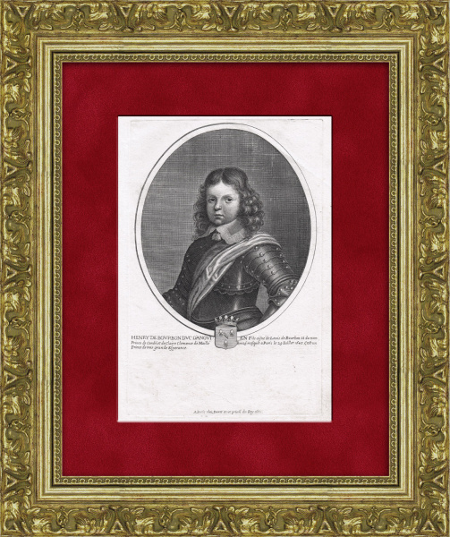 Генрих де Бурбон, герцог де Конде (пэр Франции) в детстве, оригинальная гравюра 1653 г.