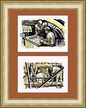 Строительство метро, авторские рисунки И.Урусовой, панно