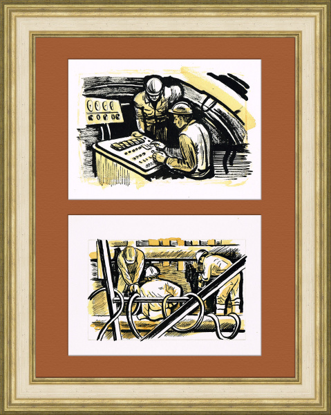 Строительство метро, авторские рисунки И.Урусовой, панно