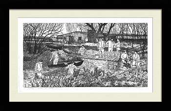 Рыбаки. Авторская, редкая гравюра