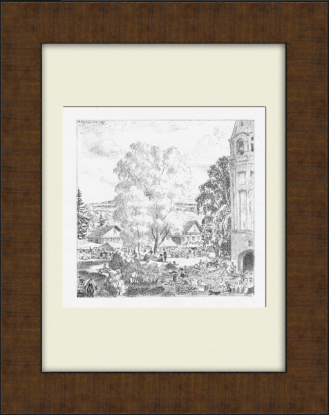 Деревенская ярмарка. Автолитография Б.М. Кустодиева, 1921 год, раритет! Деревенская ярмарка. Автолитография Б.М. Кустодиева, 1921 год, раритет!