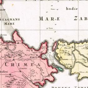 Азовское море, Крым, Кубань, Тамань и другие территории Юга. Редкая антикварная карта 1740 года
