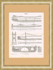 Мосты Швейцарии, США и Польши. Старинная литография