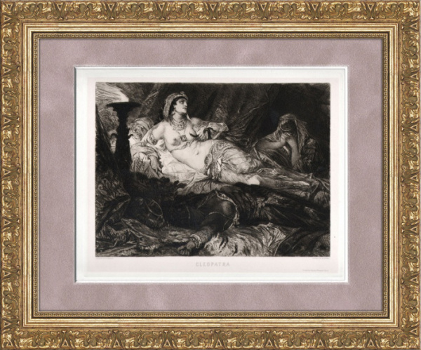 Клеопатра, антикварный офорт по картине Макарта