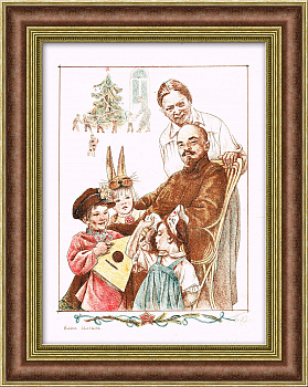 Советский Новый Год, ёлка Ильича. Авторская литография СССР