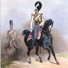 Офицер кирасирского полка, армия Российской империи, антикварная литография
