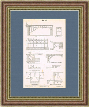 Мосты, антикварная литография Мосты, антикварная литография