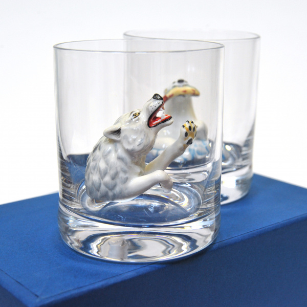 Набор бокалов для виски тет-а-тет. Белый медведь и волк Спорт, охота, рыбалка набор бокалов для виски тет-а-тет. белый медведь и волк