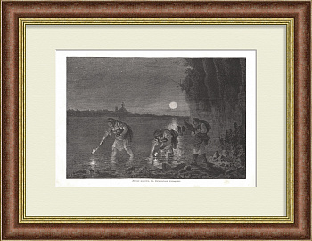 Ловля раков в Псковской губернии. Редкая, старинная гравюра Ловля раков в Псковской губернии. Редкая, старинная гравюра