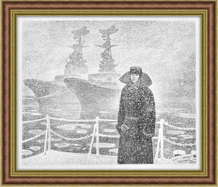 На вахте, Северный флот. Автолитография В.А. Емельянова