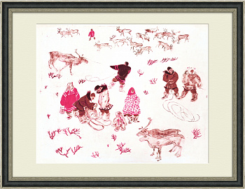 Крайний Север, оленеводы. Большая литография