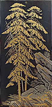 Пейзаж с соснами, декоративное винтажное панно, Златоуст