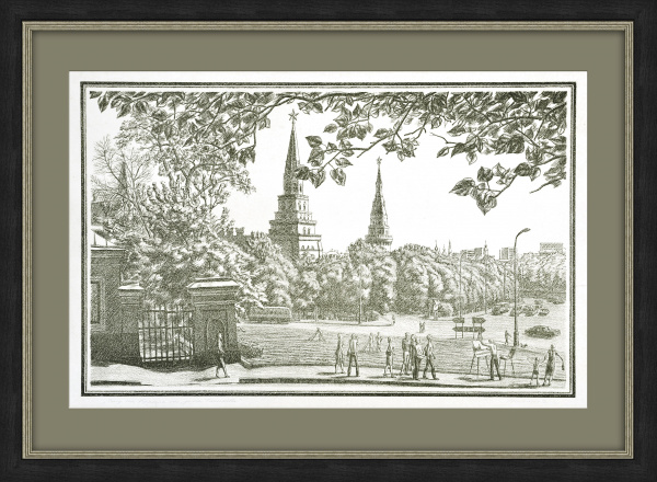 Вид на Кремль от дома Пашкова. Авторская литография в раме Вид на Кремль от дома Пашкова. Авторская литография в раме
