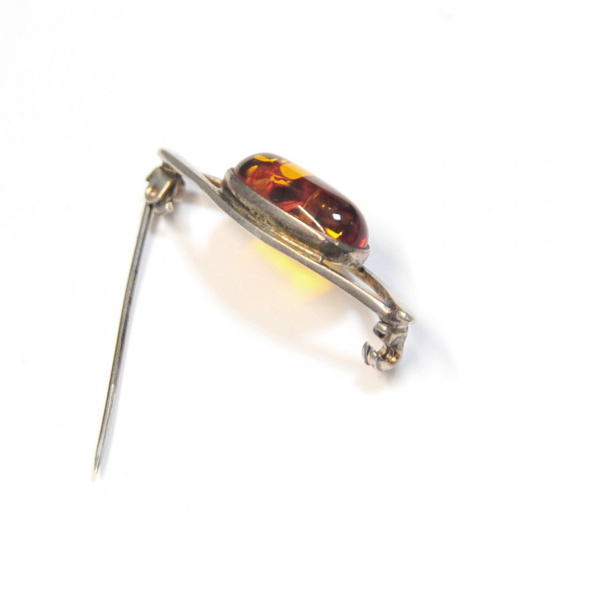 серебряная брошь с янтарем, редкий винтажный аксессуар