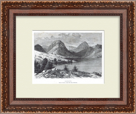 Таджикистан, озеро Искандеркуль. Ксилография 1881 года