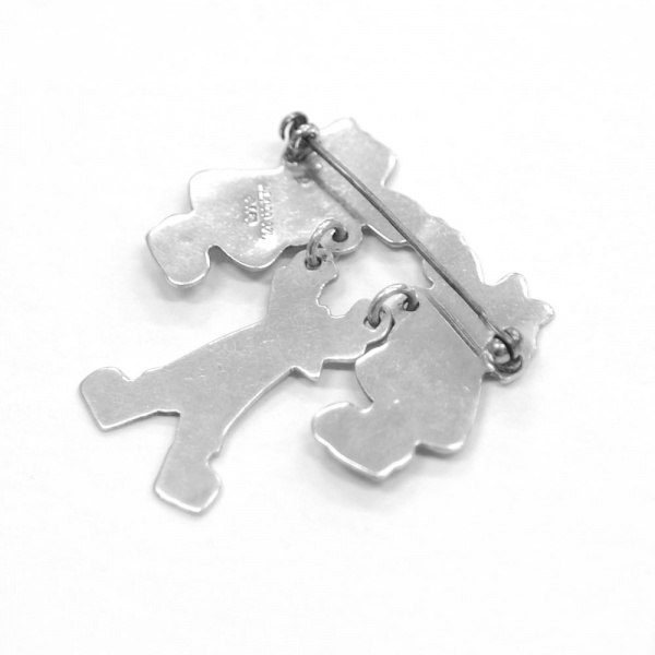 детки на качелях, серебряная брошь