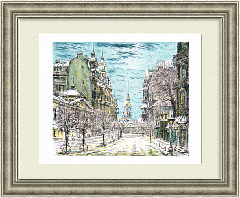 Зима в Санкт-Петербурге. Авторская гравюра Зима в Санкт-Петербурге. Авторская гравюра