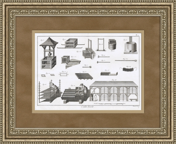 Приготовление столярного клея. Старинная гравюра, 1770-е гг.